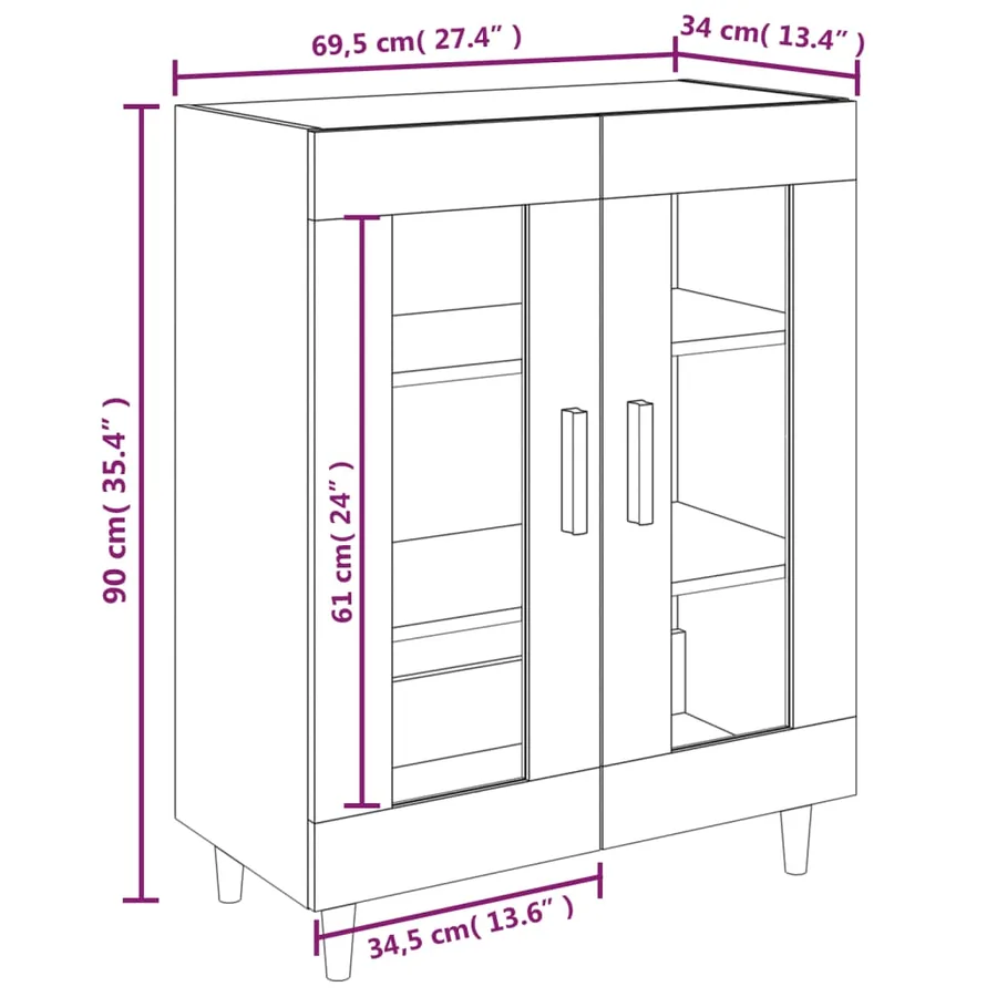 Buffet sonoma gris 69,5x34x90 cm bois d'ingénierie - 8
