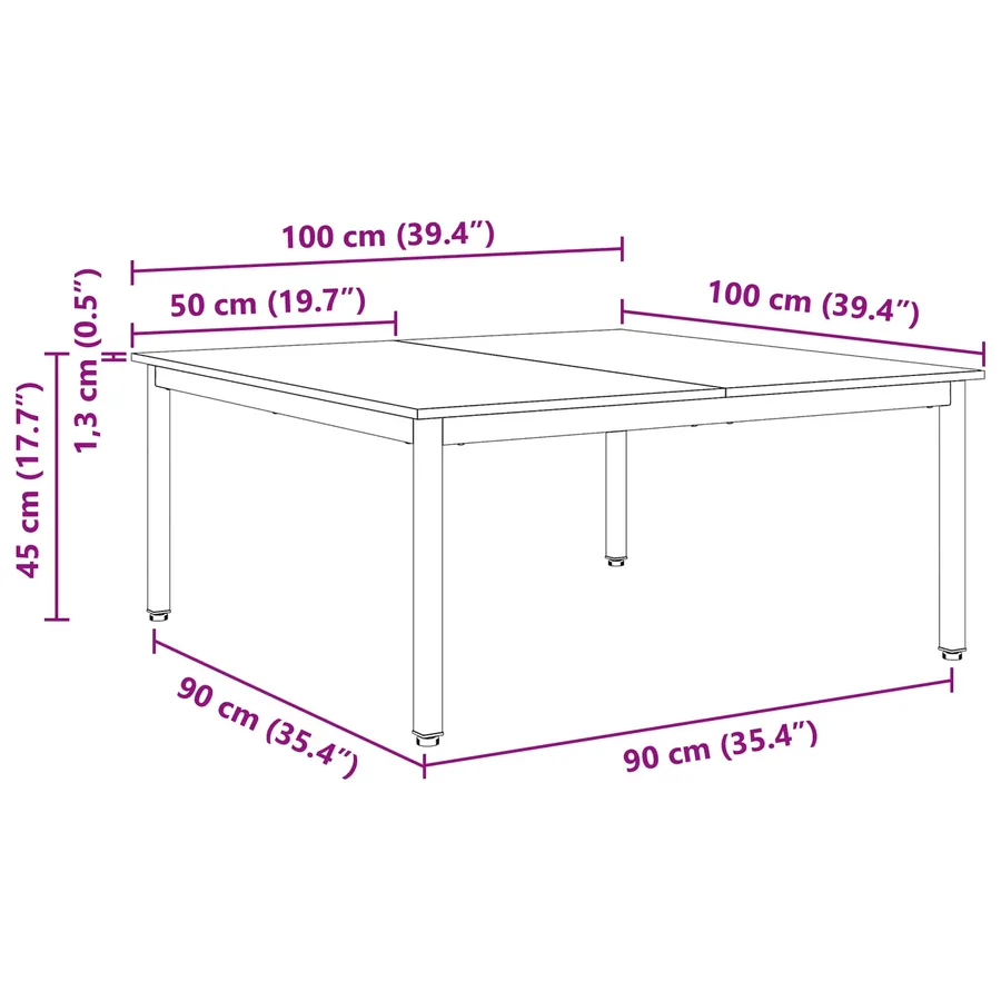 Table basse Naturel 100 x 100 x 45 cm Bois de pin massif - 11