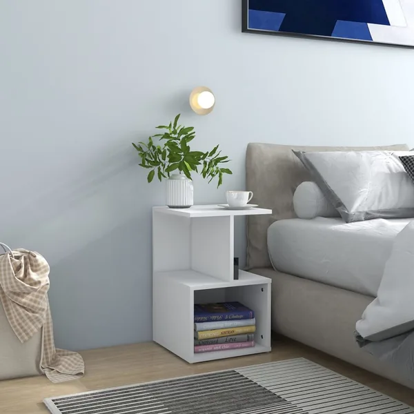 Tables de chevet 2 pcs blanc 35x35x55 cm bois d'ingénierie
