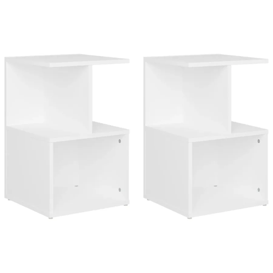 Tables de chevet 2 pcs blanc 35x35x55 cm bois d'ingénierie - 2