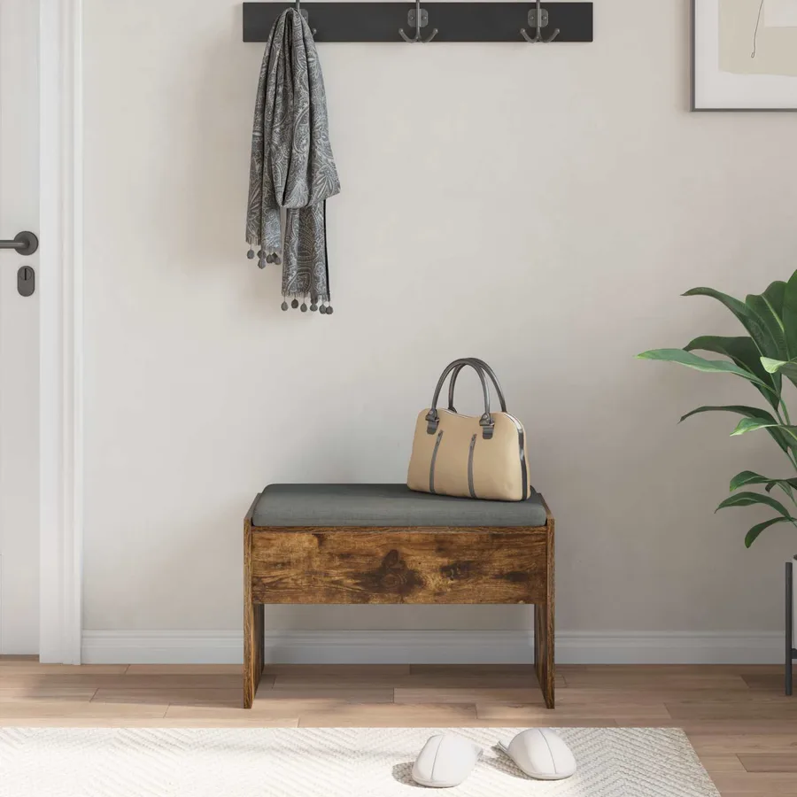 Banc d'entrée avec coussin Chêne fumé 63 x 38 x 40 cm - 4