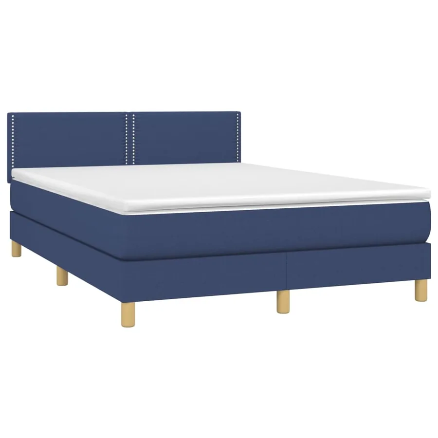 Sommier à lattes de lit avec matelas LED Bleu 140x190 cm Tissu - 4
