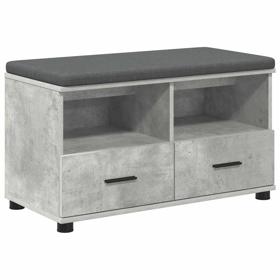 Banc d'entrée avec coussin Gris Béton 80 x 38 x 46 cm - 2