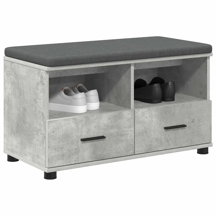 Banc d'entrée avec coussin Gris Béton 80 x 38 x 46 cm - 3