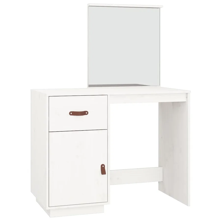 Coiffeuse Blanc 95x50x134 cm Bois de pin massif - 2