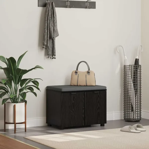Banc d'entrée avec coussin Chêne Noir 60 x 38 x 46 cm