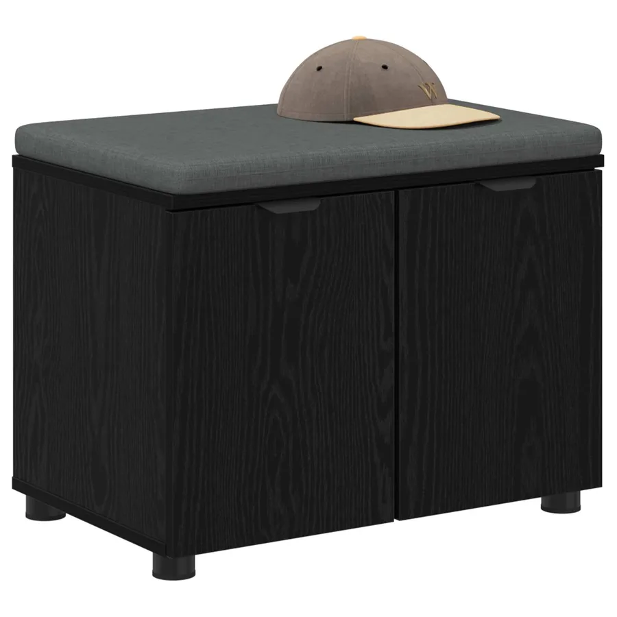 Banc d'entrée avec coussin Chêne Noir 60 x 38 x 46 cm - 3