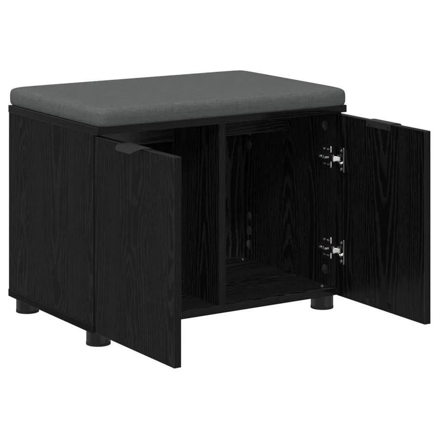 Banc d'entrée avec coussin Chêne Noir 60 x 38 x 46 cm - 5