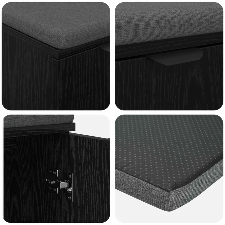 Banc d'entrée avec coussin Chêne Noir 60 x 38 x 46 cm - 9