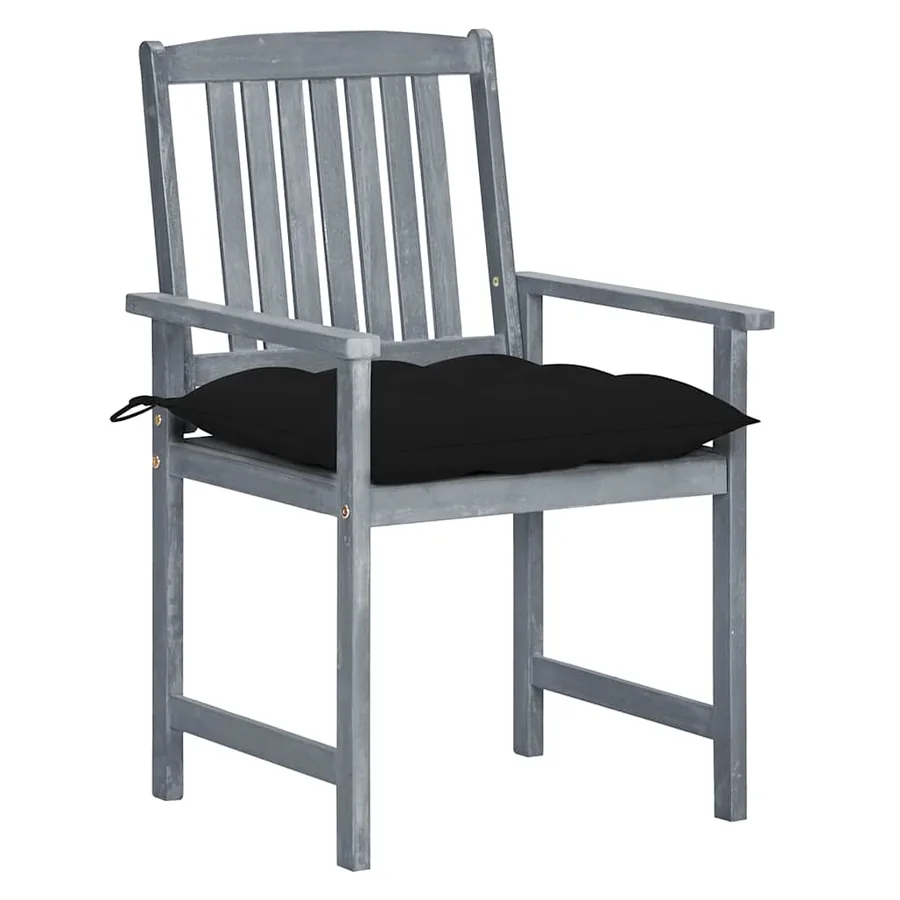 Chaises de jardin et coussins lot de 8 Bois acacia solide Gris - 2