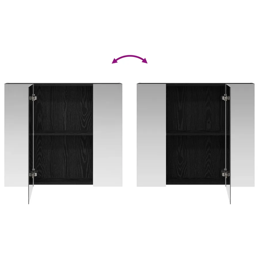Armoire Miroir de Salle de Bain Chêne noir 80 x 14.5 x 70 cm - 8