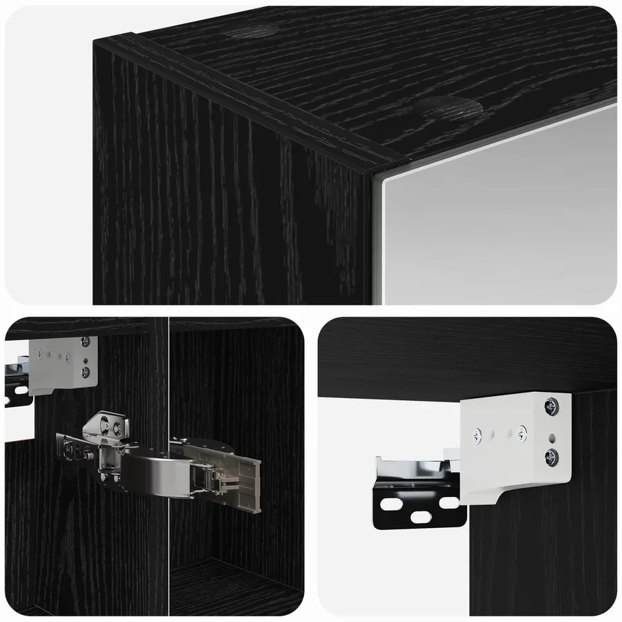 Armoire Miroir de Salle de Bain Chêne noir 80 x 14.5 x 70 cm - 9