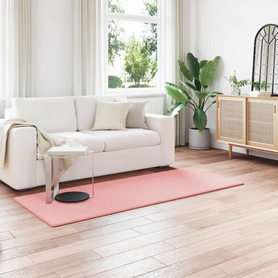 Tapis antidérapant en fausse de lapin OLITE Rose 100 x 200 cm