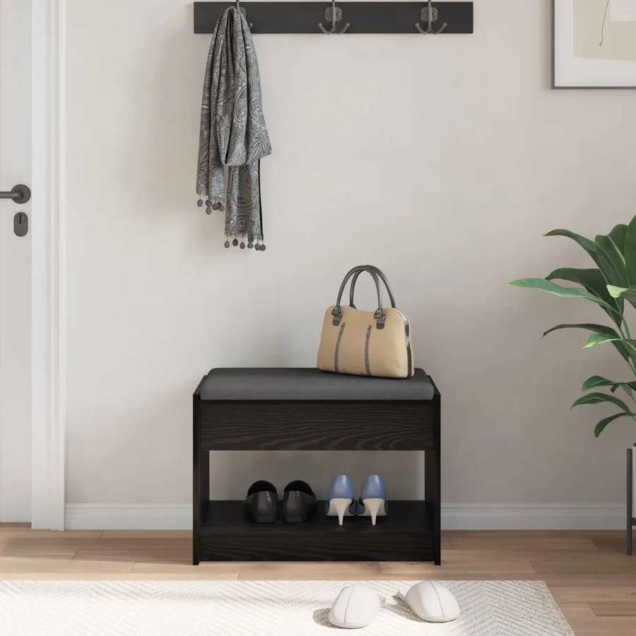 Banc d'entrée avec coussin Chêne Noir 63 x 38 x 45 cm - 4