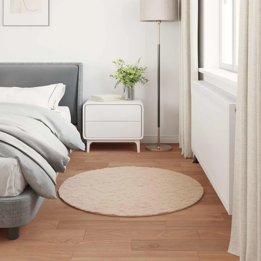Tapis antidérapant en fausse de lapin OLITE Taupe Ø 80 cm - 4