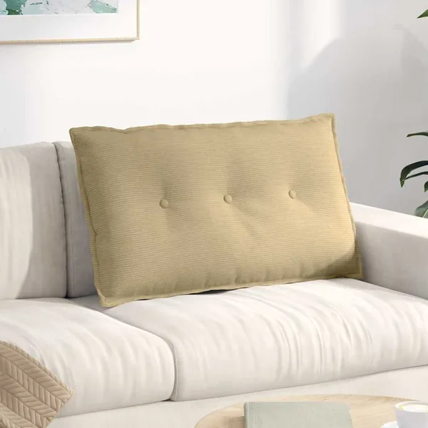 Coussin de Dos Vert gris 80 x 50 cm Tissu en velours côtelé