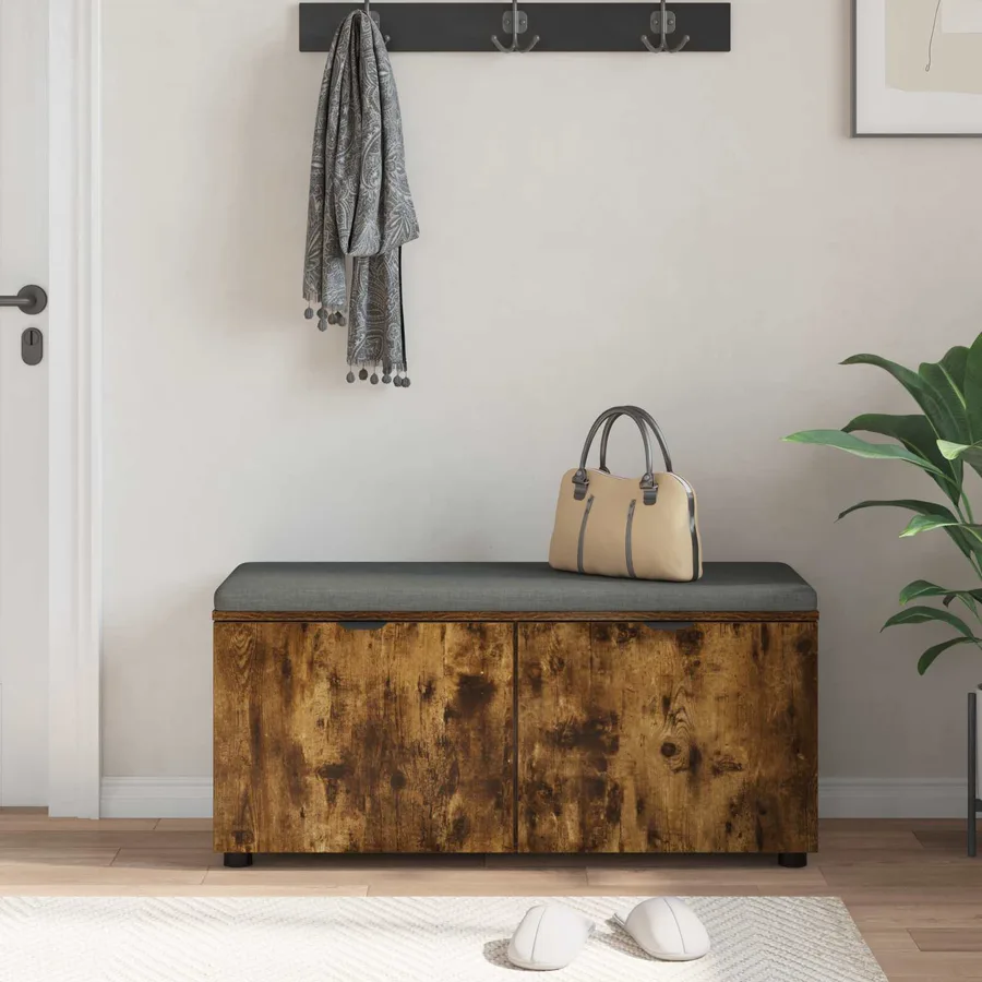 Banc d'entrée avec coussin Chêne Fumé 100 x 38 x 46 cm - 4