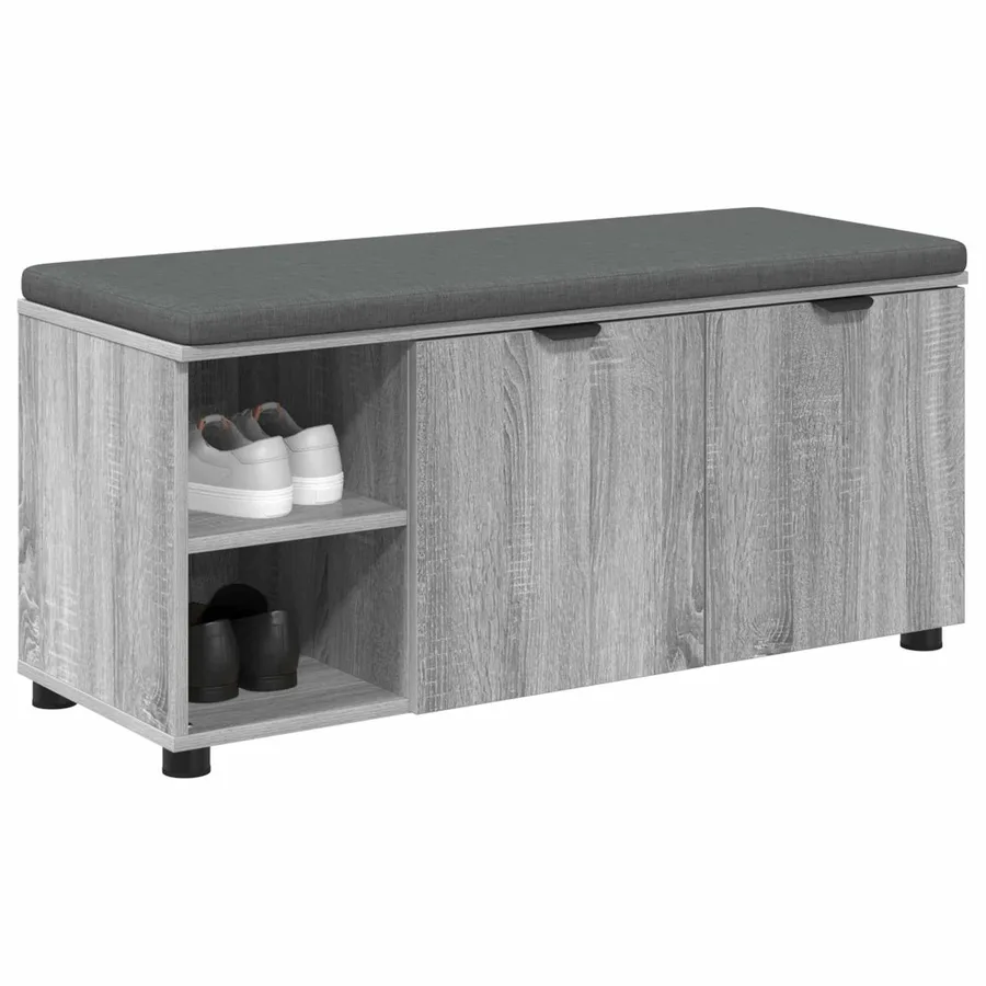 Banc d'entrée avec coussin Gris Sonoma 100 x 38 x 46 cm - 3