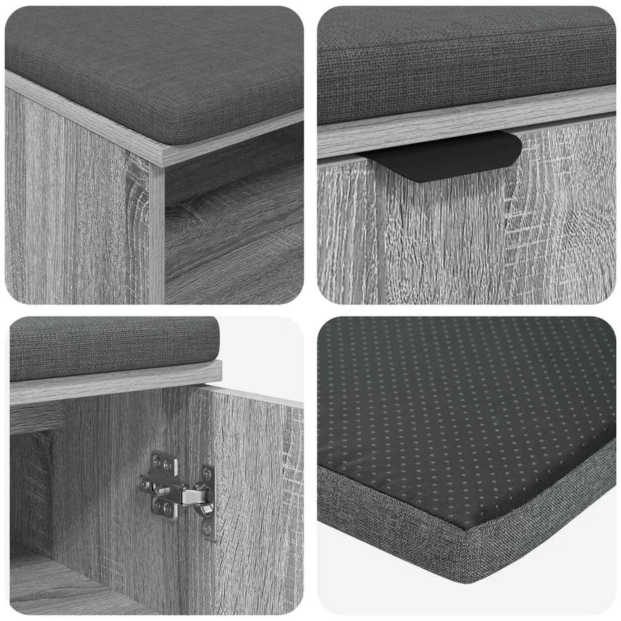 Banc d'entrée avec coussin Gris Sonoma 100 x 38 x 46 cm - 9
