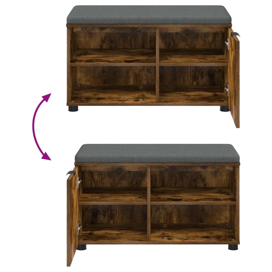 Banc d'entrée avec coussin Chêne Fumé 80 x 38 x 46 cm - 10