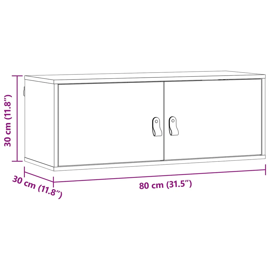 Meuble mural avec étagère 2 pcs Cire marron 80 x 30 x 30 cm - 12