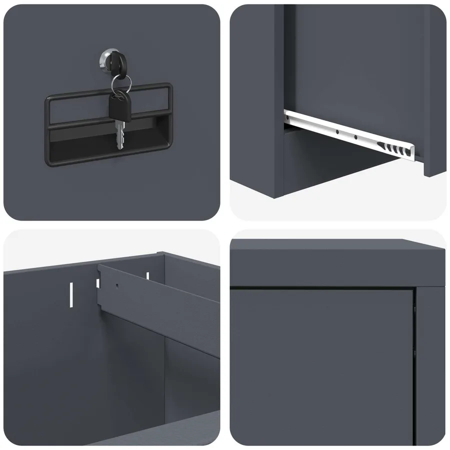 Cabinet de Dossier avec tiroir Anthracite 45,5 x 42 x 139 cm - 10