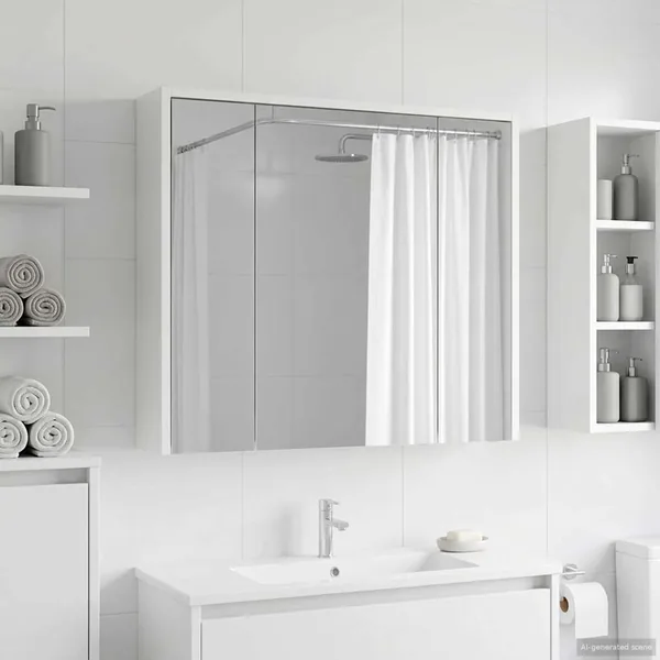 Armoire Miroir de Salle de Bain Blanc 73,5 x 16 x 62,5 cm