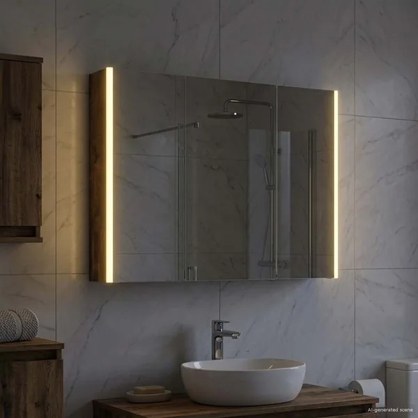 Armoire Miroir de Salle de Bain Chêne fumé 103,5 x 15,5 x 70 cm