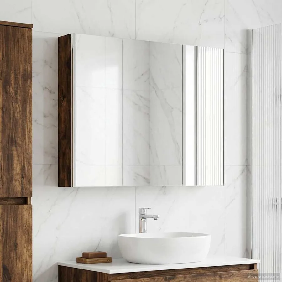 Armoire Miroir de Salle de Bain Chêne fumé 103,5 x 15,5 x 70 cm - 4