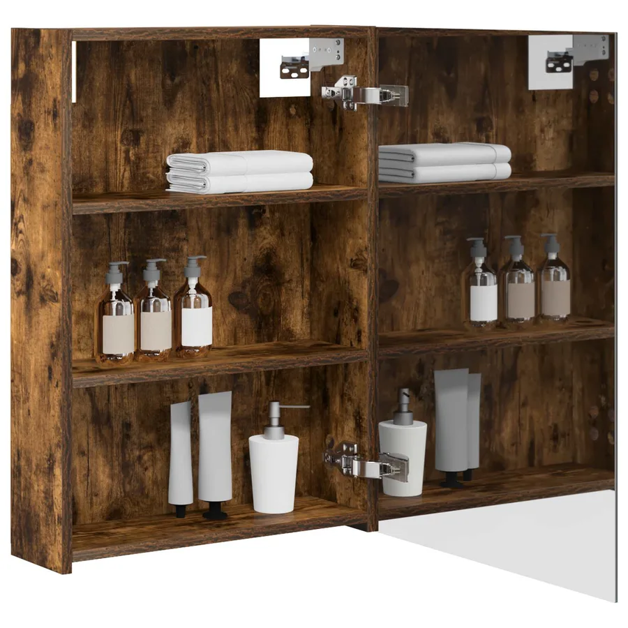 Armoire Miroir de Salle de Bain Chêne fumé 50 x 14,5 x 70 cm - 3