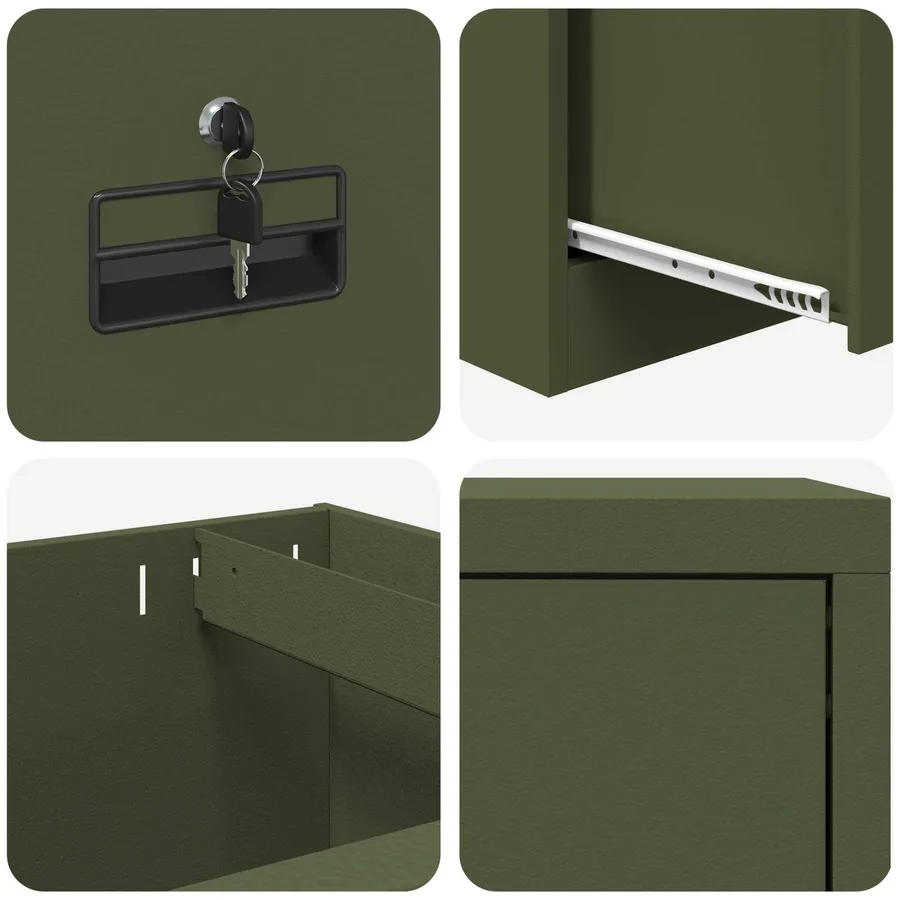 Cabinet de Dossier avec tiroir Vert olive 45,5 x 42 x 139 cm - 8