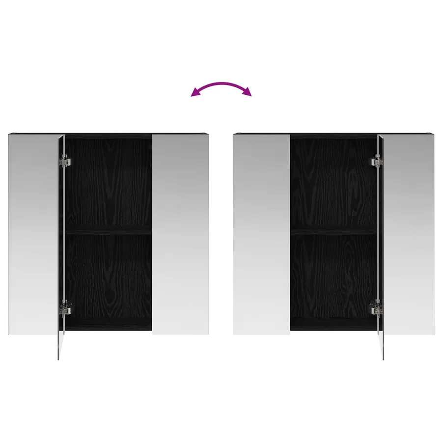 Armoire Miroir de Salle de Bain Chêne noir 70 x 14,5 x 70 cm - 8