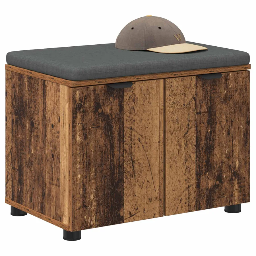 Banc d'entrée avec coussin Bois ancien 60 x 38 x 46 cm - 3