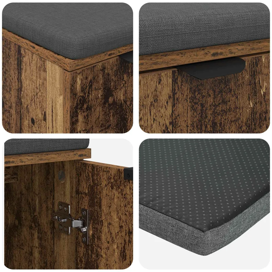 Banc d'entrée avec coussin Bois ancien 60 x 38 x 46 cm - 9