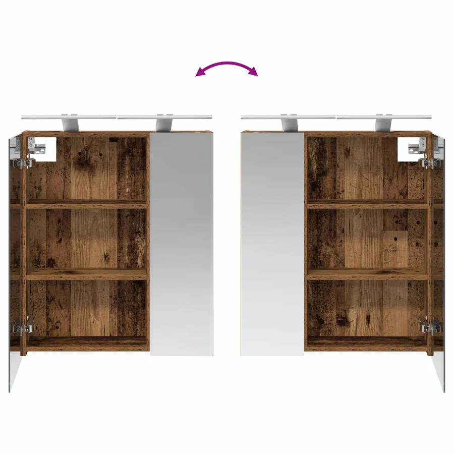 Armoire Miroir de Salle de Bain Bois ancien 60 x 14,5 x 70 cm - 12