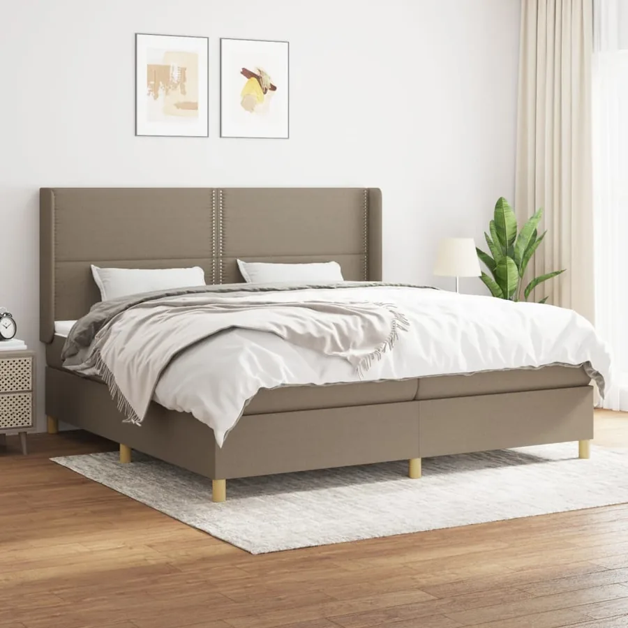 Sommier à lattes de lit avec matelas Taupe 200x200 cm Tissu