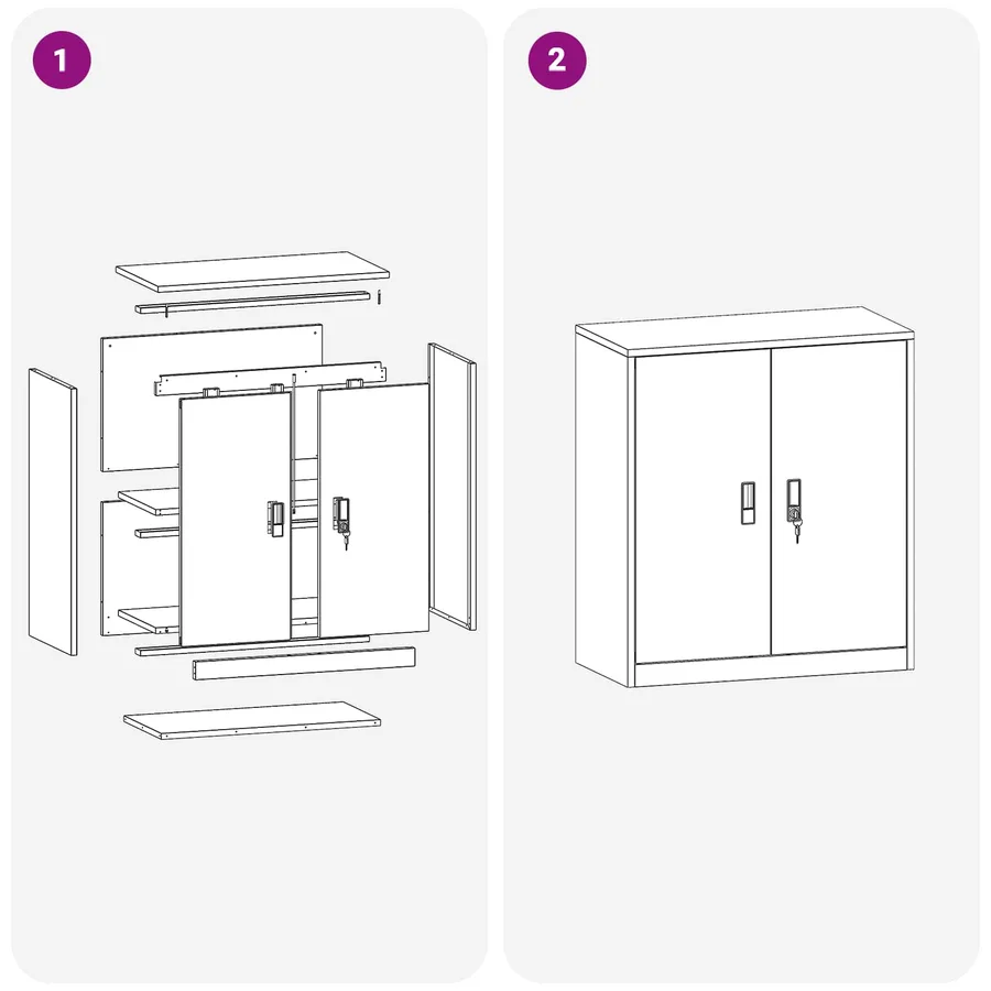 Armoire de rangement Blanc 80 x 40 x 90 cm Acier - 11