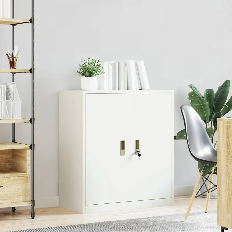 Armoire de rangement Blanc 80 x 40 x 90 cm Acier - 4