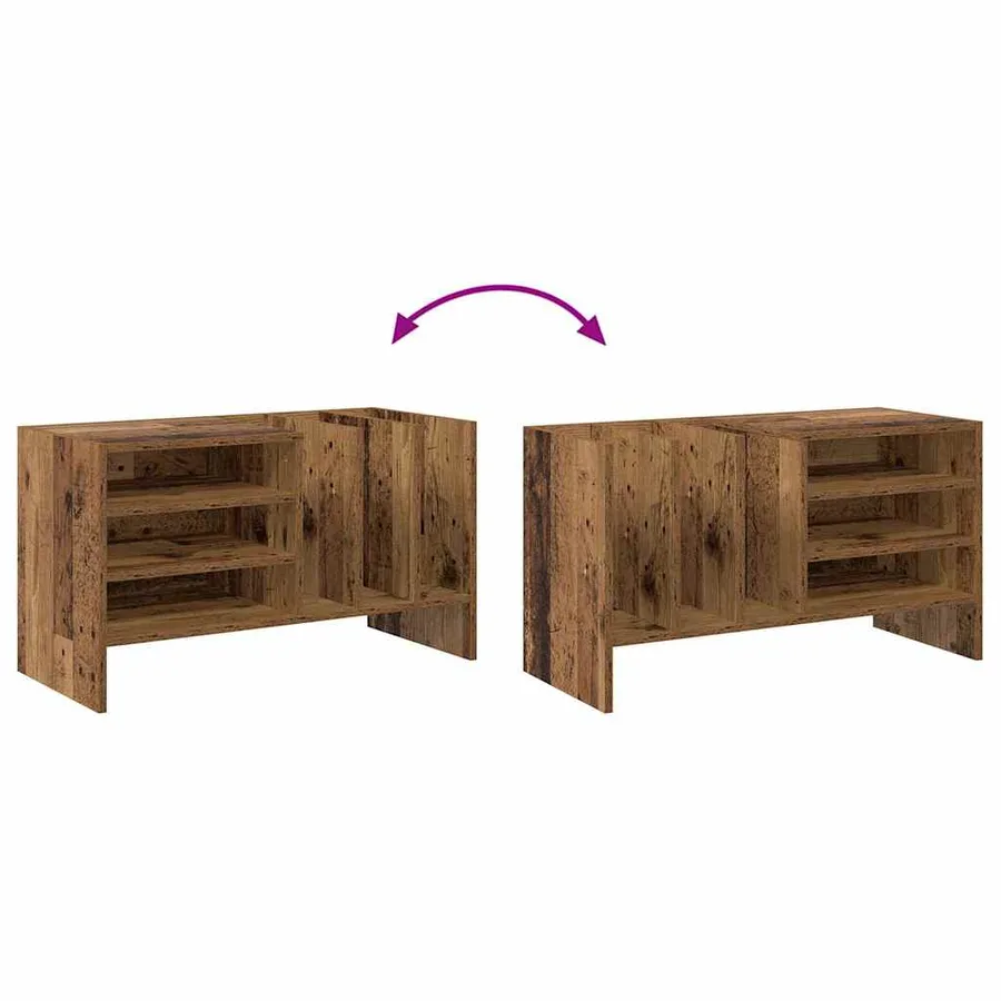Meuble à vinyles avec étagère Bois ancien 78,5 x 35 x 45 cm - 8
