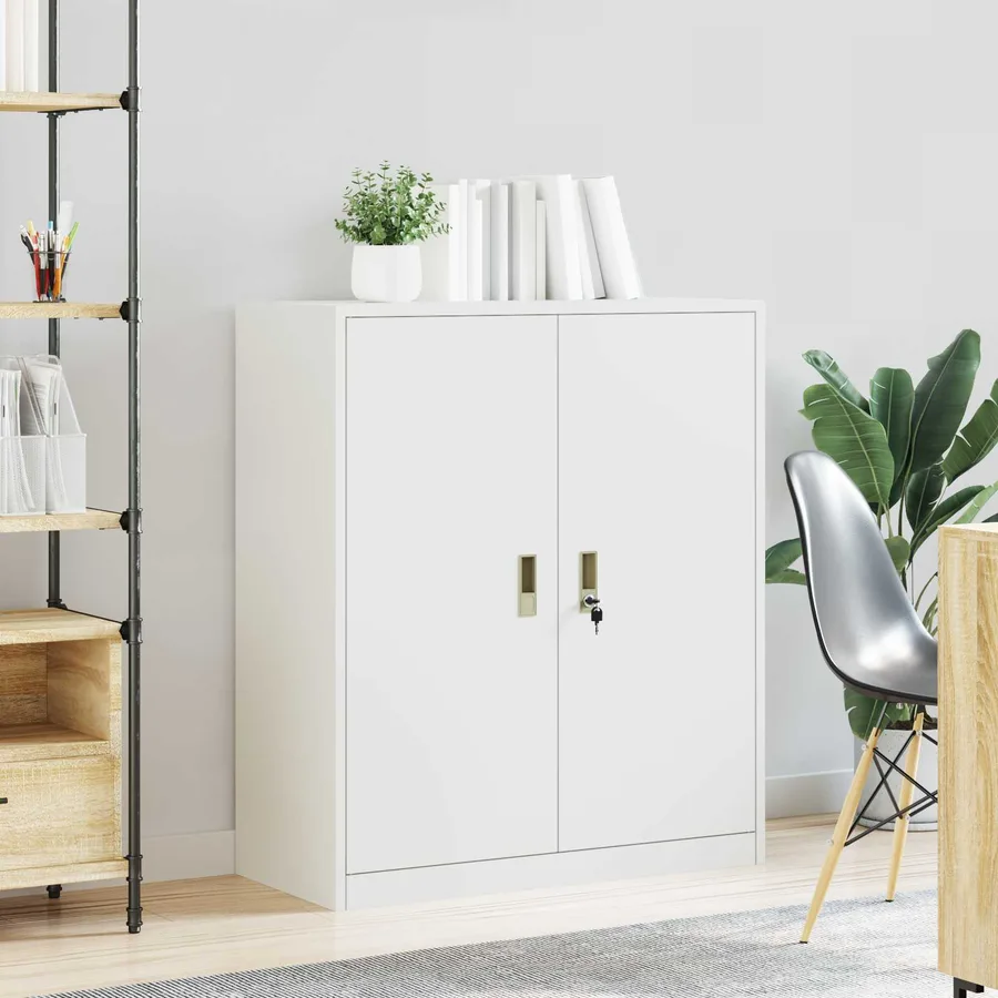 Armoire de rangement Blanc 90 x 40 x 105 cm Acier - 4