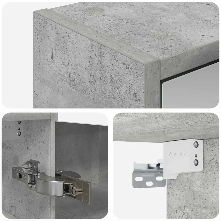 Armoire Miroir de Salle de Bain Gris béton 43 x 16 x 62.5 cm - 10
