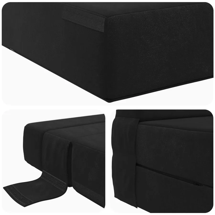 Canapé-lit pliable Noir 70 x 80 x 60 cm Tissu - 6