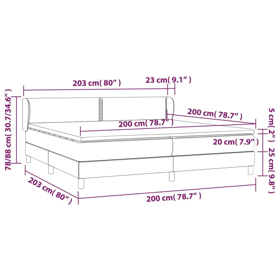 Sommier à lattes de lit avec matelas Taupe 200x200 cm Tissu - 7