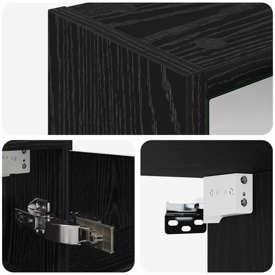 Armoire Miroir de Salle de Bain Chêne noir 43 x 16 x 62.5 cm - 10