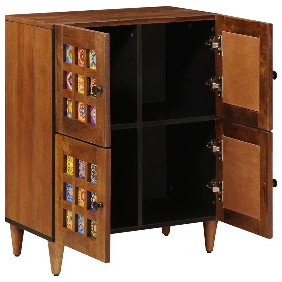 Buffet avec porte Noyer 60 x 33 x 75 cm Bois de mangue massif - 3
