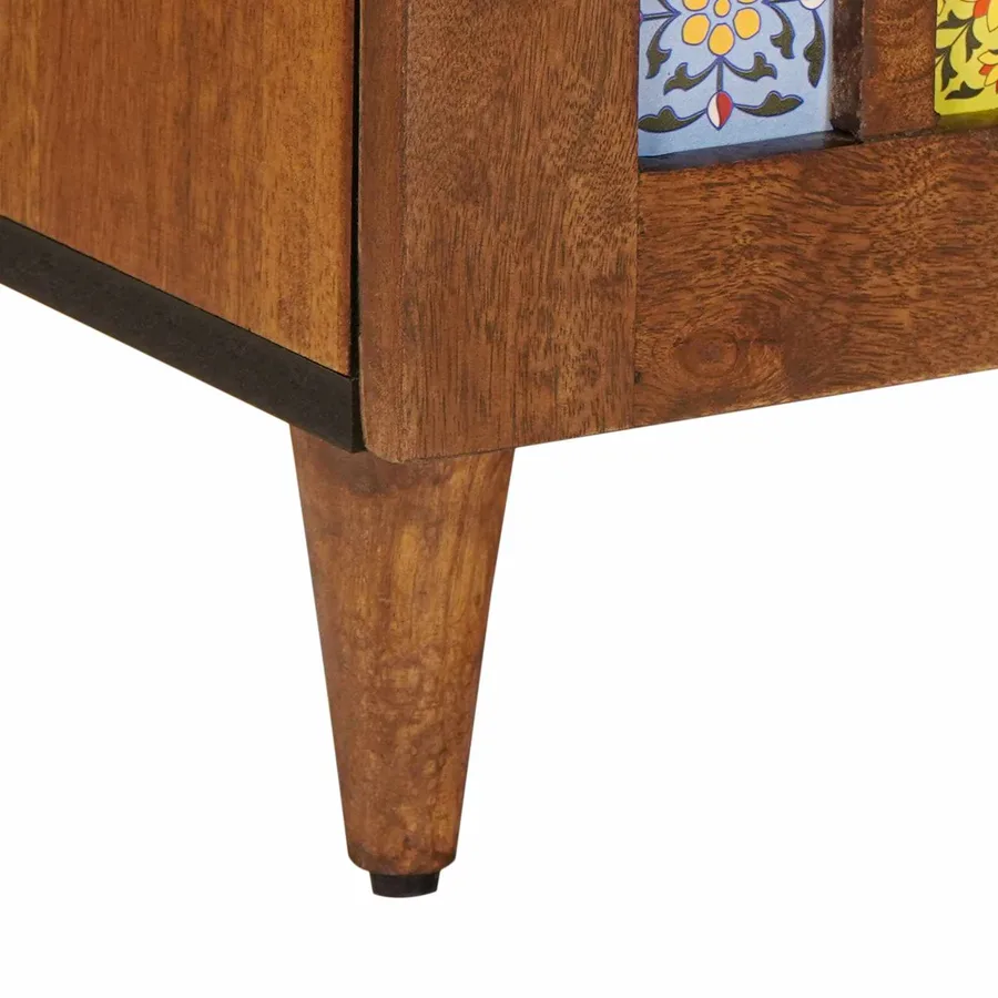 Buffet avec porte Noyer 90 x 33,5 x 75 cm Bois de mangue massif - 9