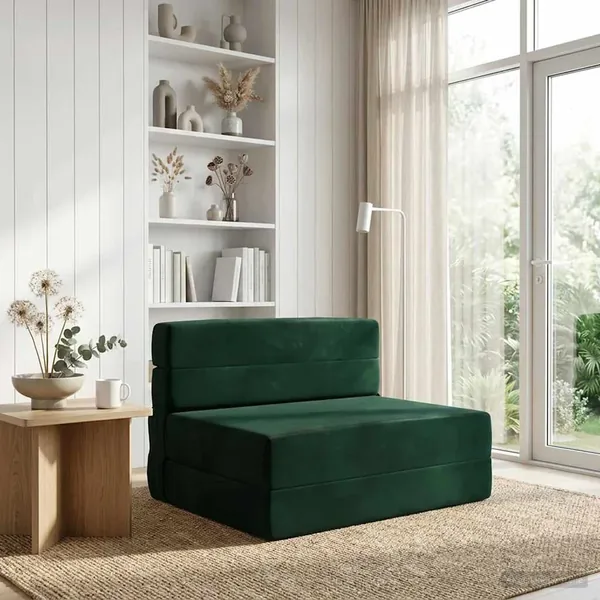 Canapé-lit pliable Vert foncé 70 x 80 x 60 cm Tissu