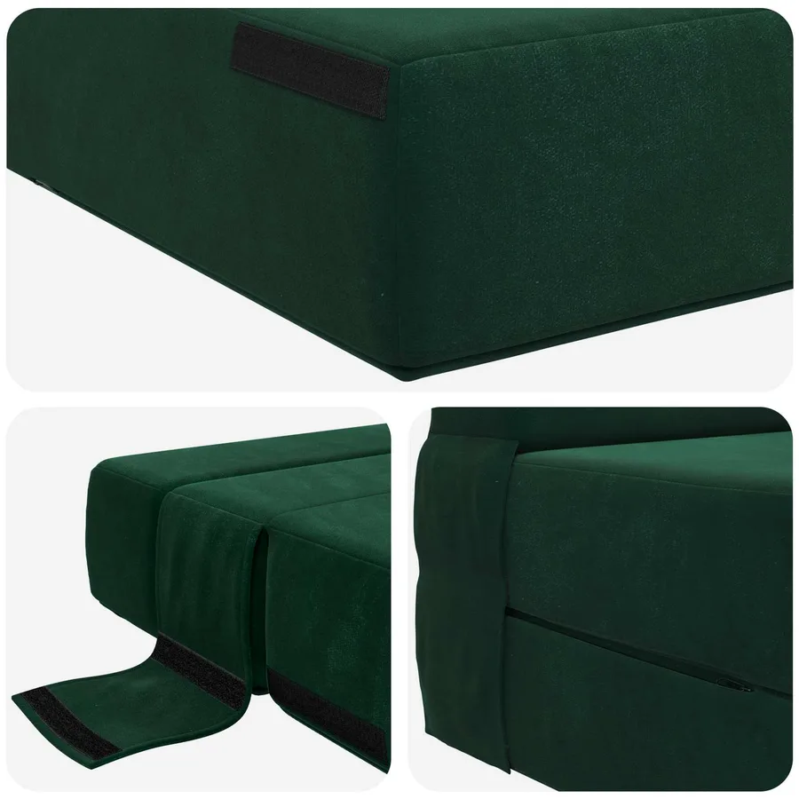 Canapé-lit pliable Vert foncé 70 x 80 x 60 cm Tissu - 6