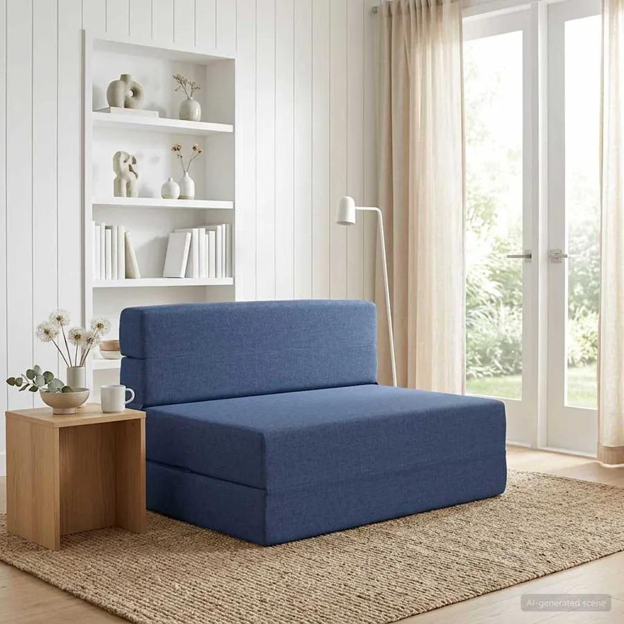Canapé-lit pliable Bleu 100 x 80 x 60 cm Tissu