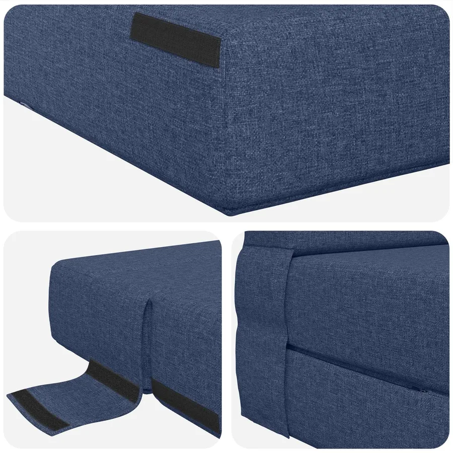 Canapé-lit pliable Bleu 100 x 80 x 60 cm Tissu - 6